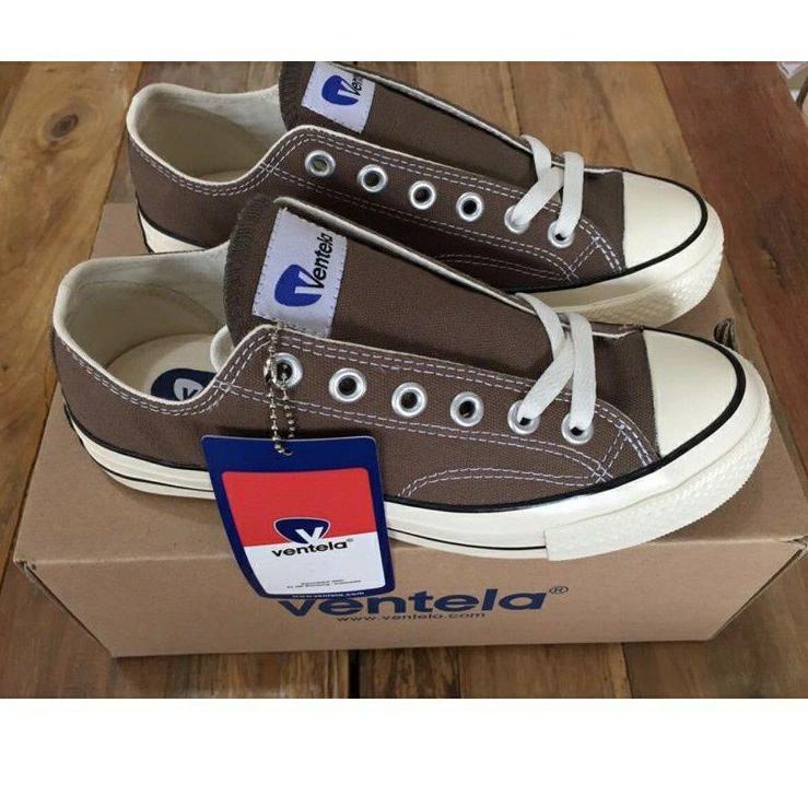 Lebaran Sepatu Ventela 70s Black Natural Charcoal Brown Coklat Low & High Original [KODE058
