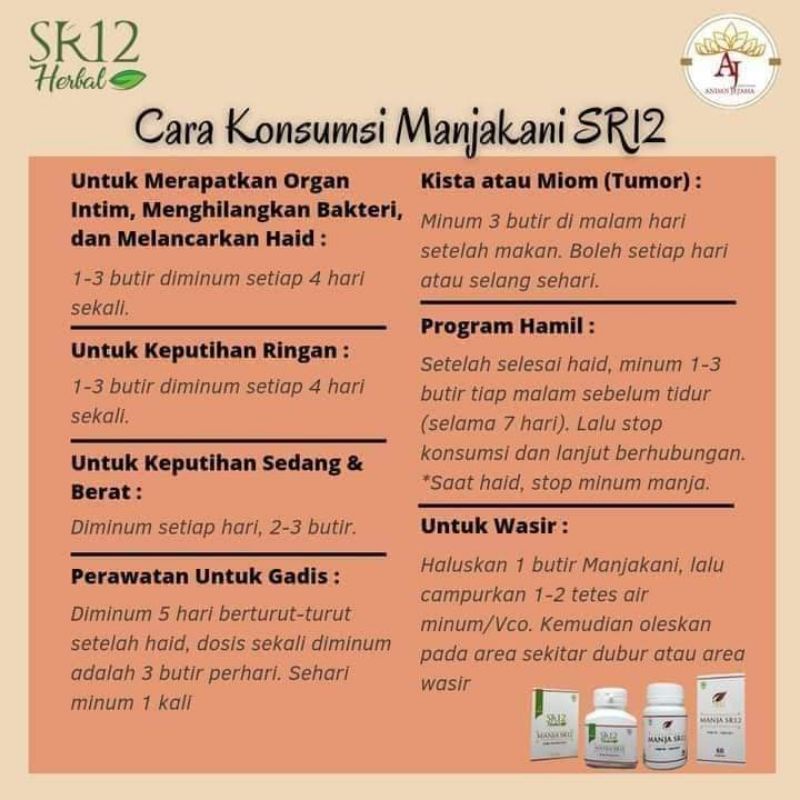 Manjakani SR12 Obat Keputihan Herbal - Pelancar Telat Haid - Perapat Miss V - Kembali Perawan