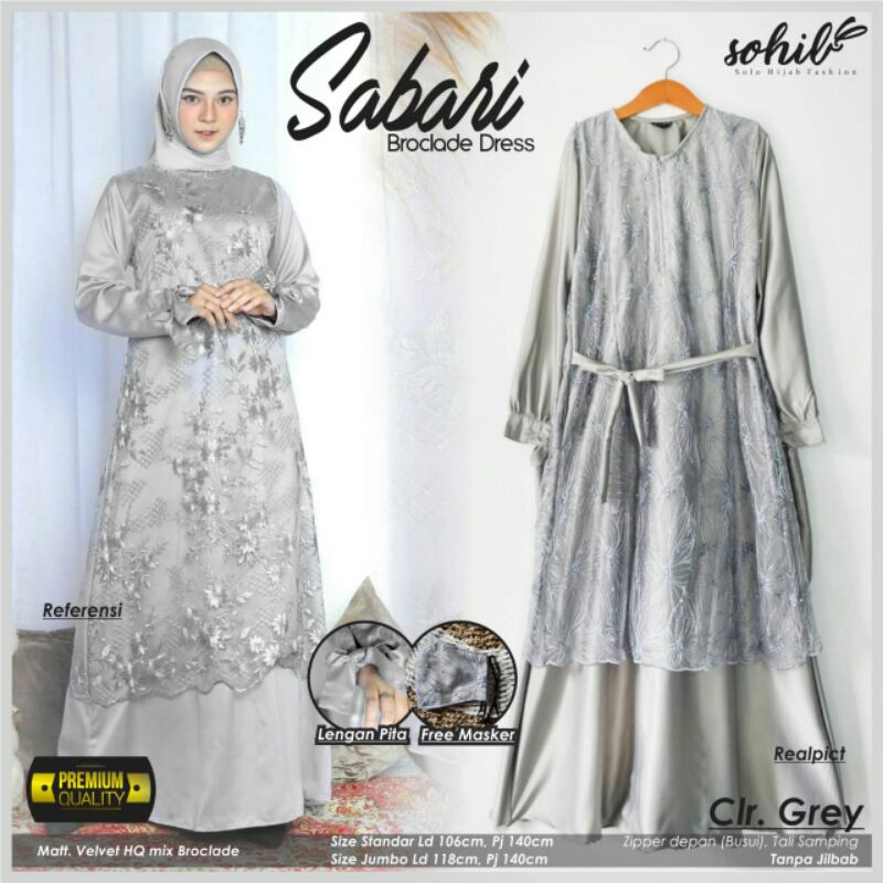 gamis pesta muslimah sabari broklat dress. baju muslimah gamis broklat sabari dress