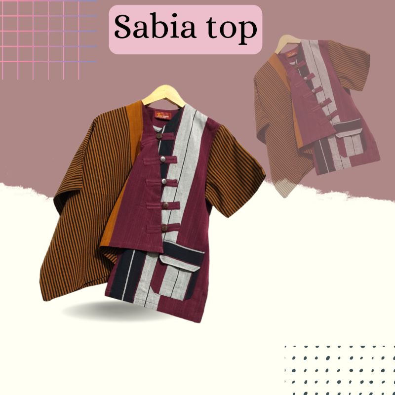 Sabia top maroon life/baju tenun/baju lurik/atasan wanita