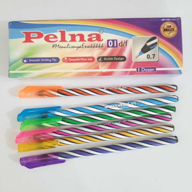 

Pulpen Isi 12 Pcs Ballpoin Pelna Pelangi 0,7 Mm