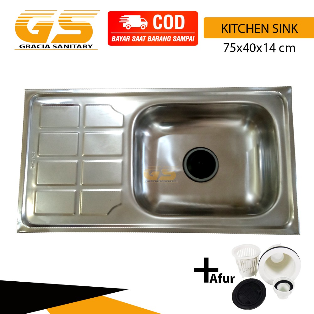 Bak Cuci Piring Stainless Kitchen Sink 75 x 40 x 14 Cm / Wastafel cuci pirng kitchen sink stainless steel