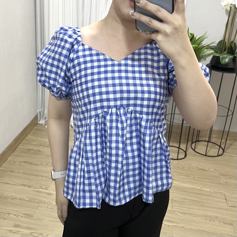 Ara Top - Blouse Lengan Balon / Blouse Katun / Blouse kotak / Atasan Katun / Atasan Wanita Blouse-8