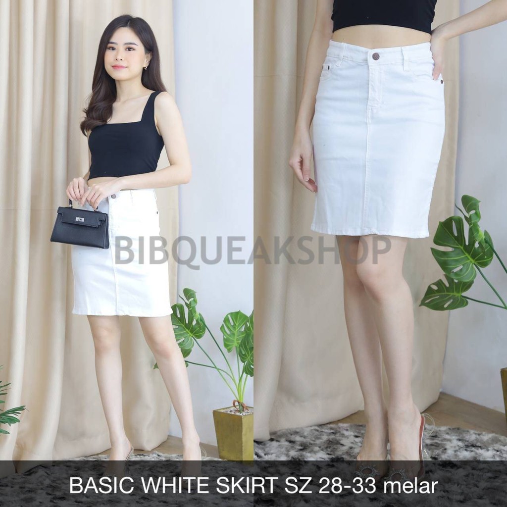 BB 40-80kg ROK JEANS WANITA BASIC WHITE SKIRT SZ 28-33 melar