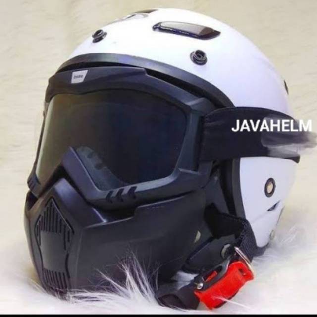 Helm Retro Bogo JPN Momo Google Goggle Kacamata  Masker Mask