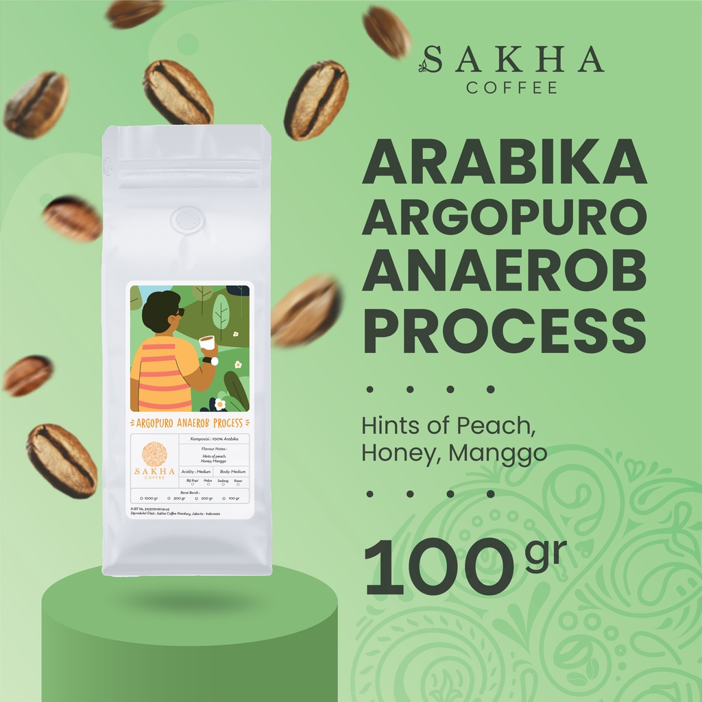 Sakha Coffee Biji Kopi Arabika Argopuro Anaerob Arabica Coffee Roast Beans 100gr Coffe Bean