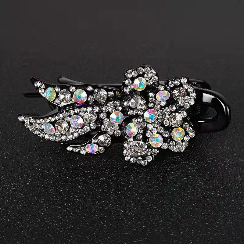 Retro and Elegant Pompon Headdress Large Crystal Flower Rhinestone Hairpin Accessories