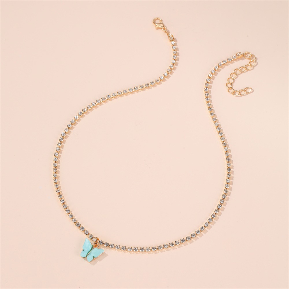 Hu Hu Hu Hu Hu Alat Bantu Pasang Kacamata♡ Kalung Rantai Dengan Liontin Kupu-Kupu Untuk Wanita