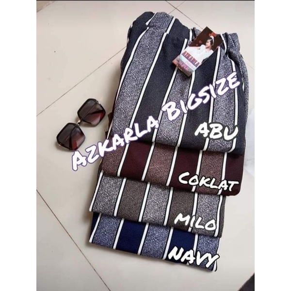 celana jumbo wanita celana panjang motif salur pasir kekinian muat bb 60-80 kg