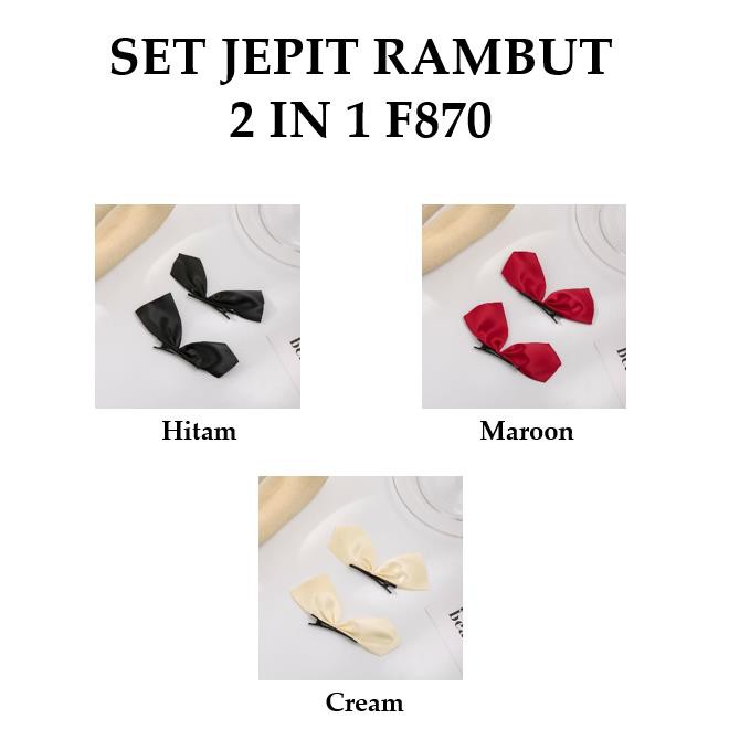 Grosir - F870 Set Jepit Rambut 2 in 1 / Aksesoris Fashion Rambut / Jepit Rambut Korea / Hair Clip