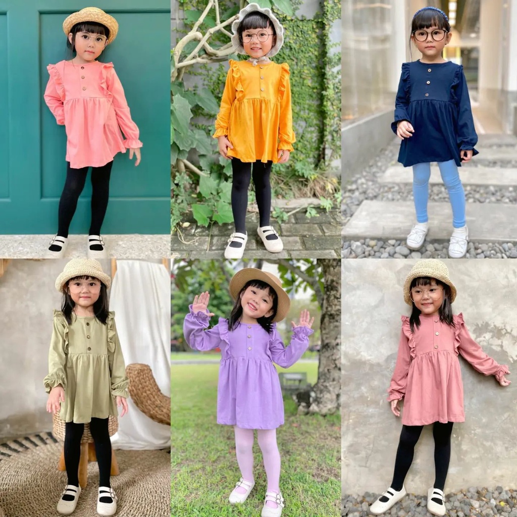 Tunik Anak Kaos Perempuan 1 - 5 Tahun Hamida Atasan Anak Perempuan 1 Tahun 2 Tahun 3 Tahun 4 Tahun 5 Tahun Bahan Cotton Combad 30s