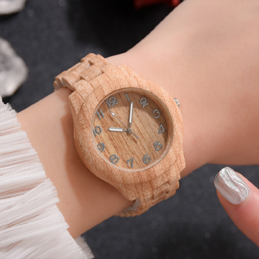 ✅COD Jam Tangan Wanita Motif Kayu Retro