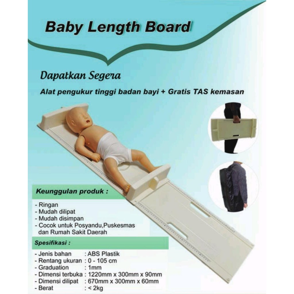 Jungson Infantometer BABY LENGTH BOARD  PLUS+TAS -  Babylengboard UKUR TINGGI BADAN BAYI INFANTOMETER INFANTOMETRI ABS