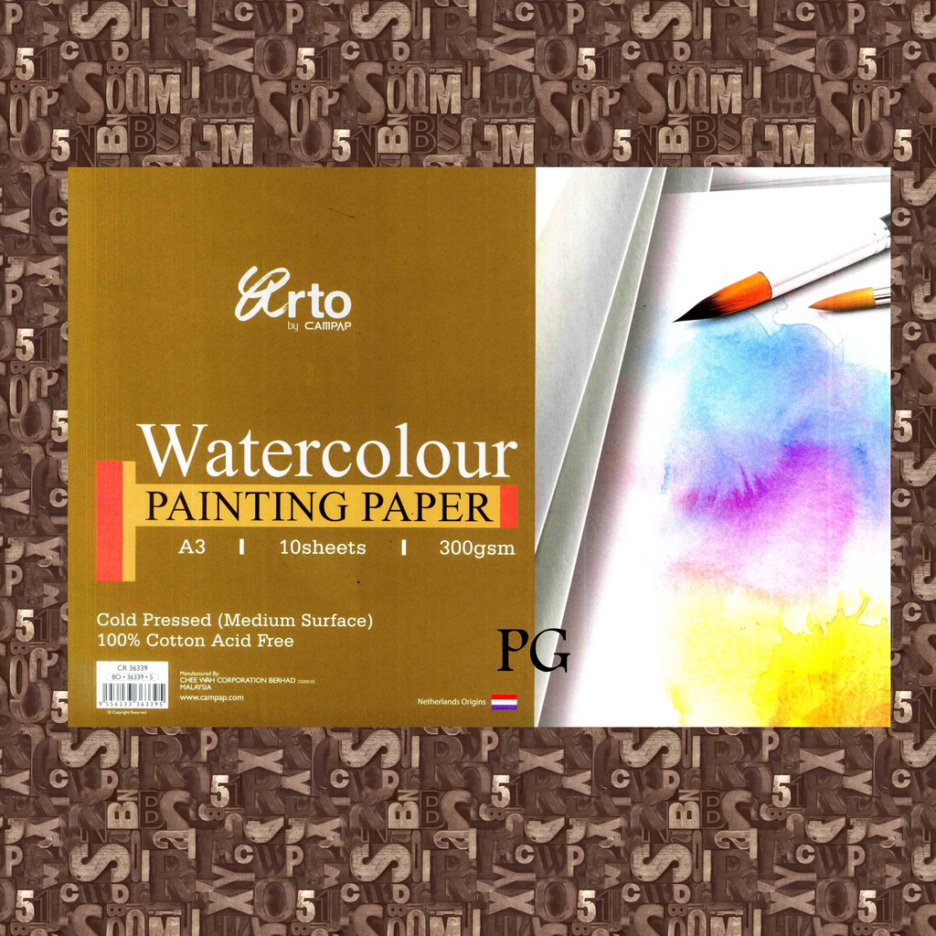 

Arto Cotton A3 300 Gsm Watercolour Painting Paper Kertas Gambar Media Cat Air Kapas 300gsm 10 Lembar