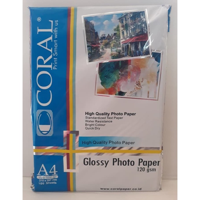 Coral glossy paper 120gsm isi 100 sheets