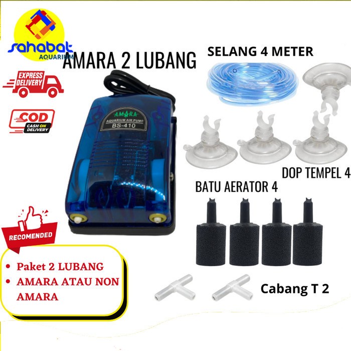 PAKET LENGKAP AERATOR AMARA 2 LUBANG CABANG 4 AQUASCAPE AQUARIUM KOLAM - Amara