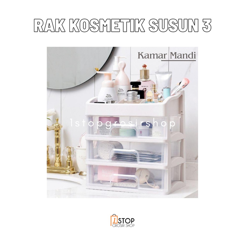 Rak Kosmetik Organizer Multifungsi Laci Susun Rak Make up Mini Storage Box