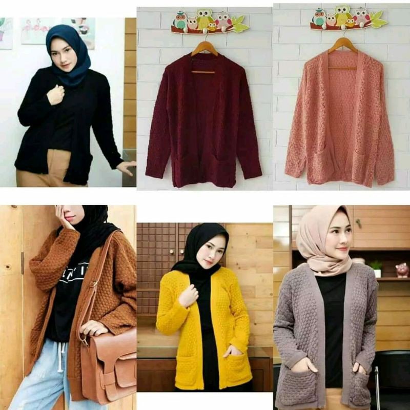 CARDIGAN NANAS/CARDIGAN RAJUT TEBAL/CARDIGAN POPCORN/CARDIGAN WANITA