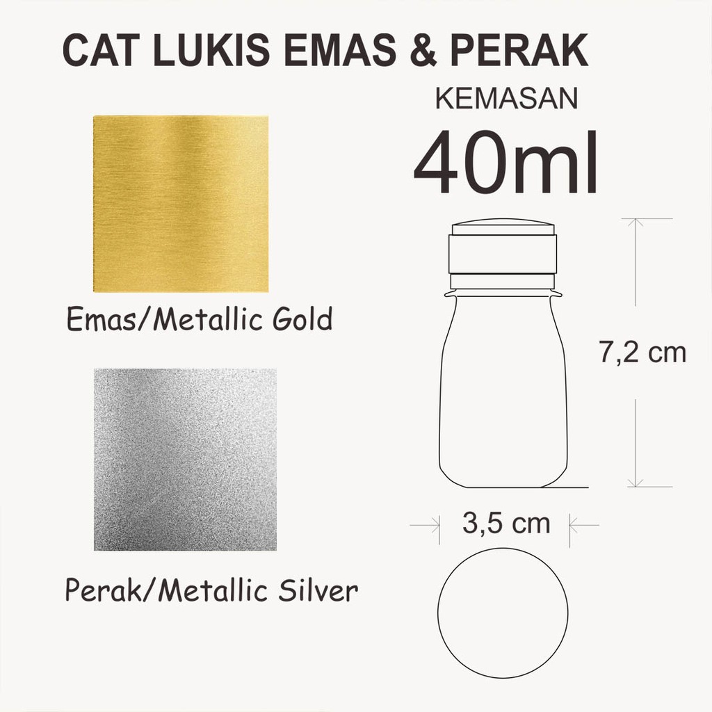 cat lukis kain emas dan perak 40 ml