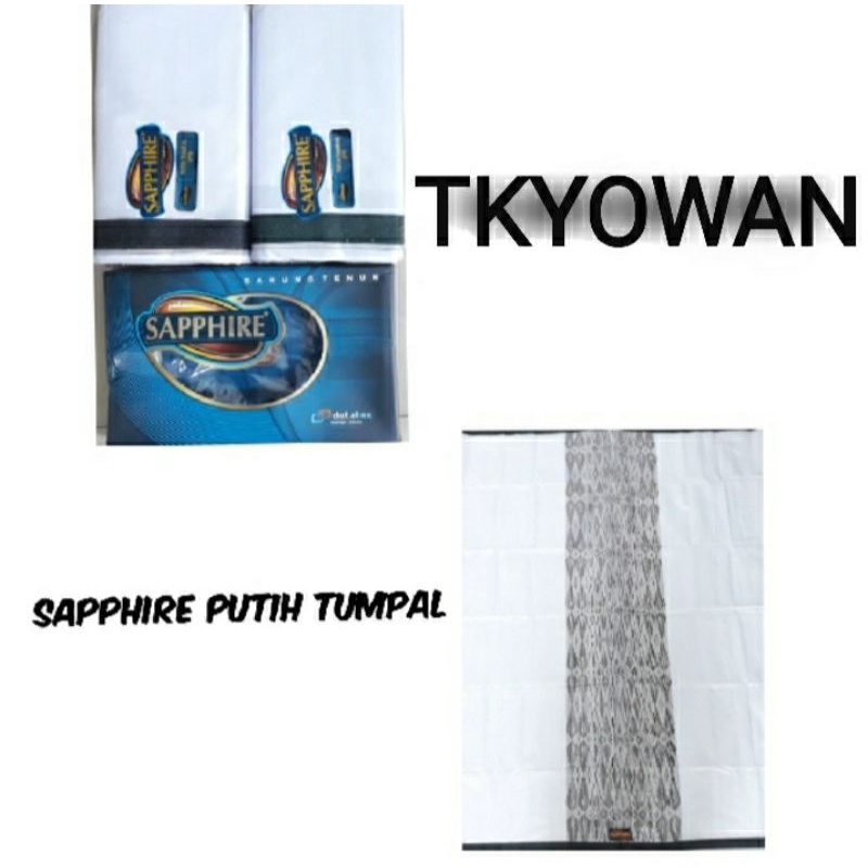 Sarung Sapphire Warna Putih Motif Tumpal / Sarung Dewasa Sapphire Original HQ