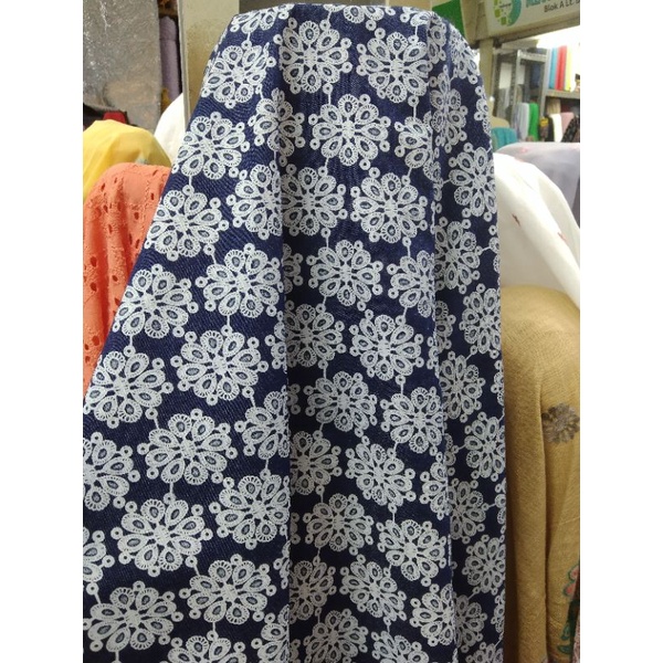 bahan/kain denim motip antik