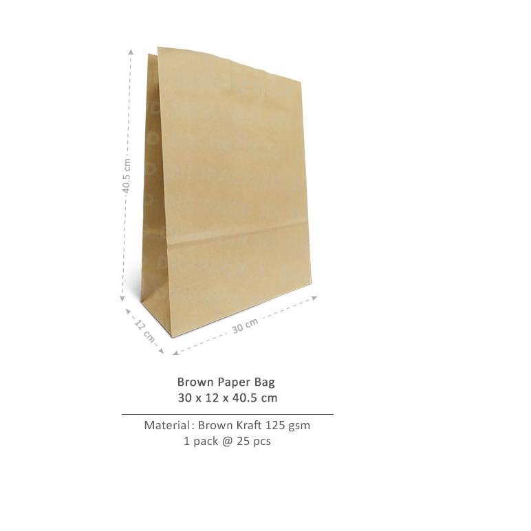 

➱ [Digipack] Brown Paper Bag 30 x 12 x 40.5 | Kantong Kertas Roti Snack ✹
