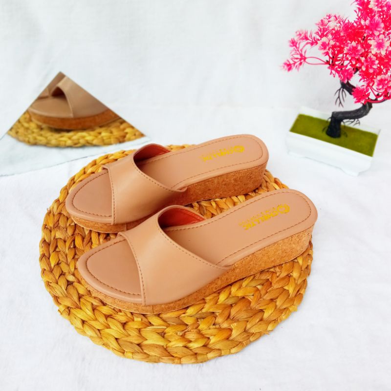 [CUCI GUDANG ] Sandal Wedges Wanita Selop Casual