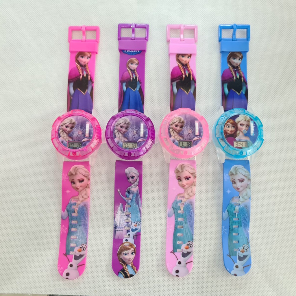 Jam Tangan Anak Melody Laser Proyektor Digital Frozen