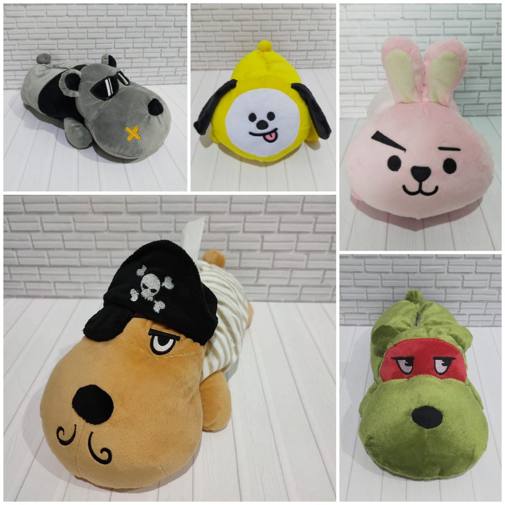 Tempat Tissue Mobil BT21 - Chimmy - Cooky - Doggy Lucu Bahan Lembut