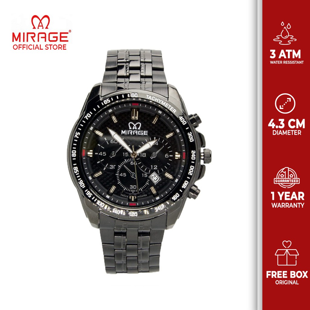 Original MIRAGEwatch JAM TANGAN PRIA mirage Garansi 1 tahun Tahan Air SPORT BLACK ORIGINAL 8535M