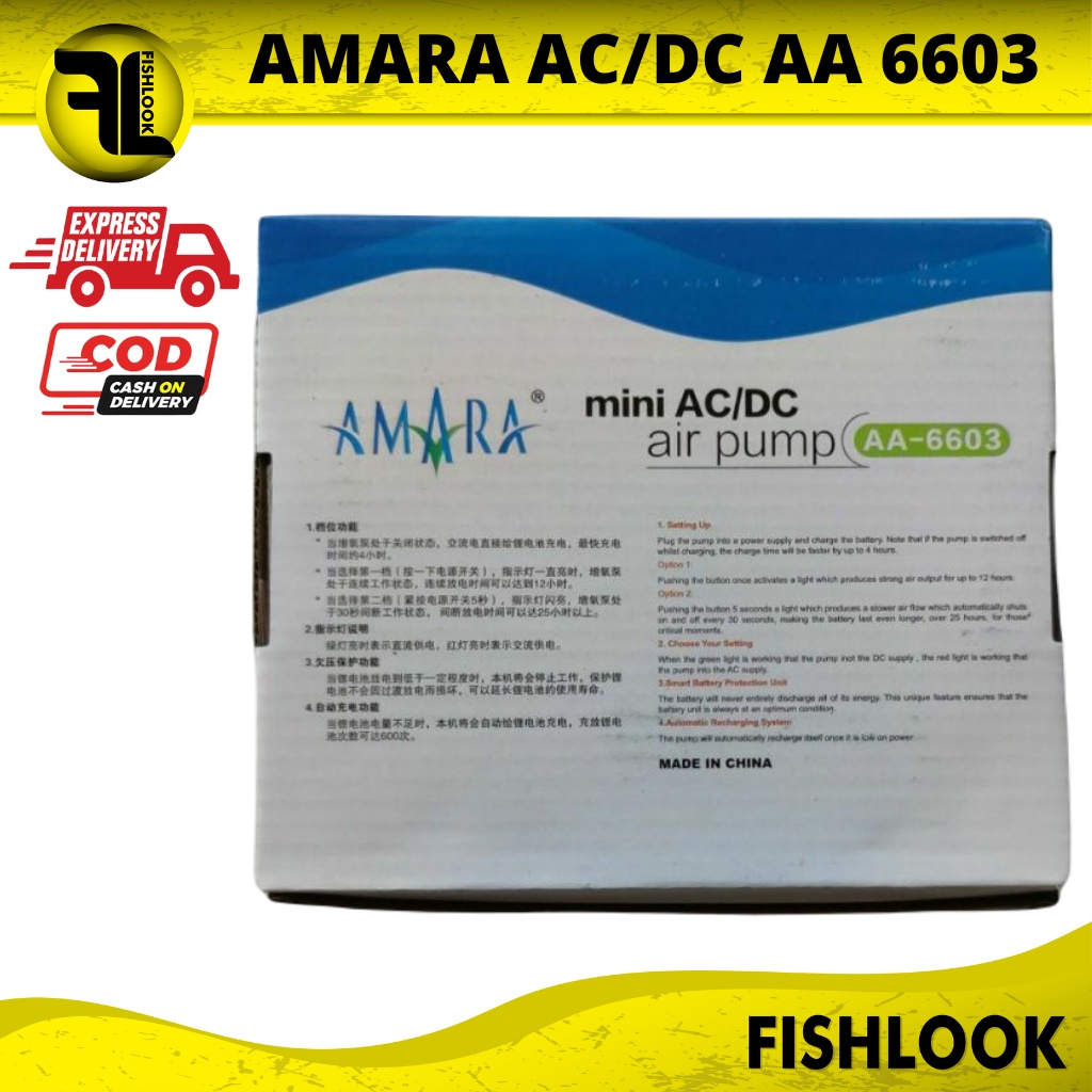 AMARA Mini AA6603 AC DC AA 6603 Pompa Udara Air Pump Aerator Aquarium