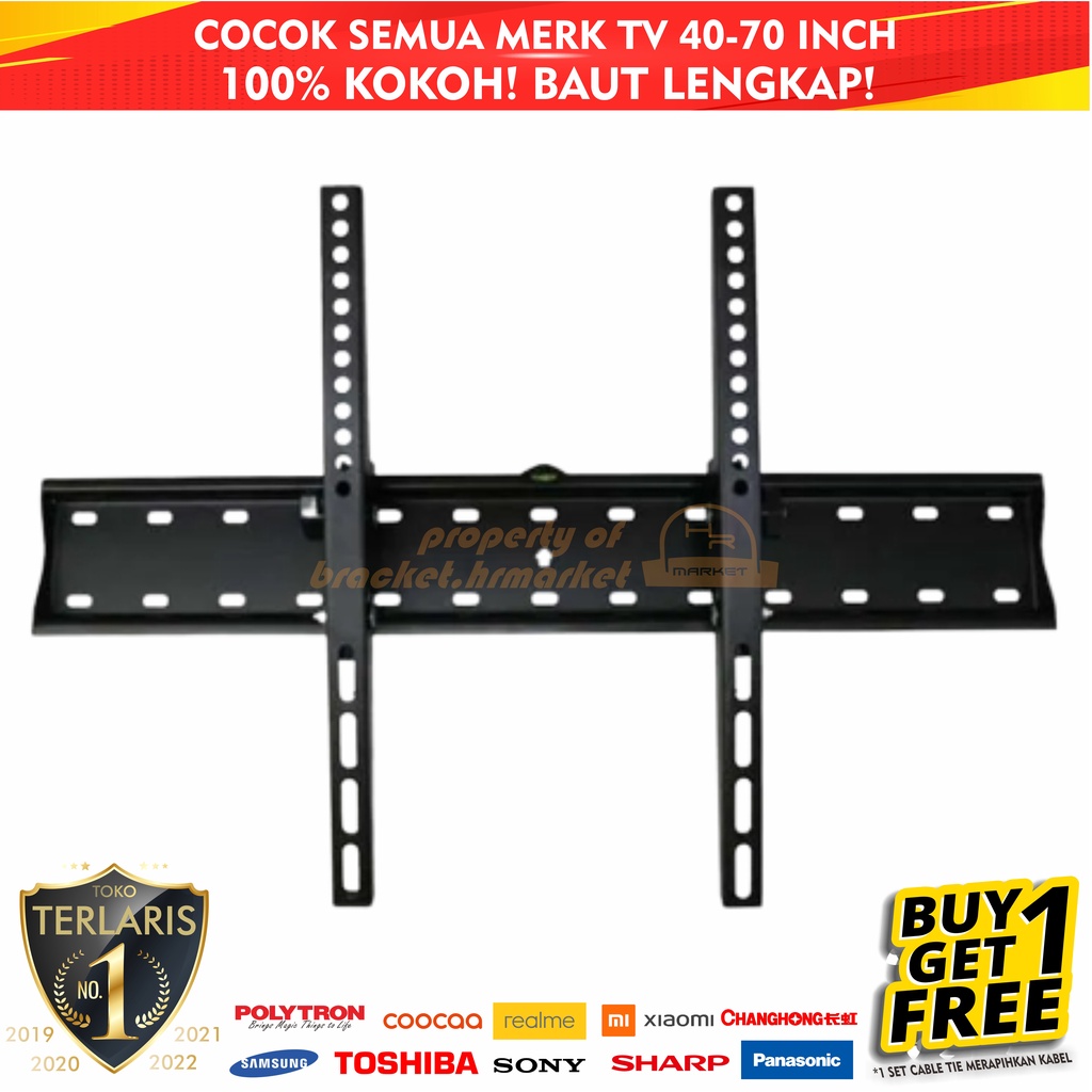 Bracket TV 32 43 55 50 40 42 60 49 65 70 75 Inch Dijamin Cocok LED LCD Plasma 32 - 75 In 2 Arah Universal Breket TV Briket TV Braket TV Gantungan TV Tembok Tempelan TV Dinding HR1 75T