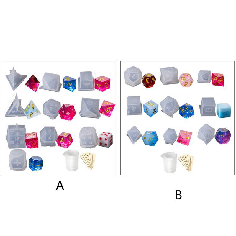 Glitter DIY Crystal Epoxy Mold Dice Fillet Shape Multi-spec Digital Game Silicone Mould