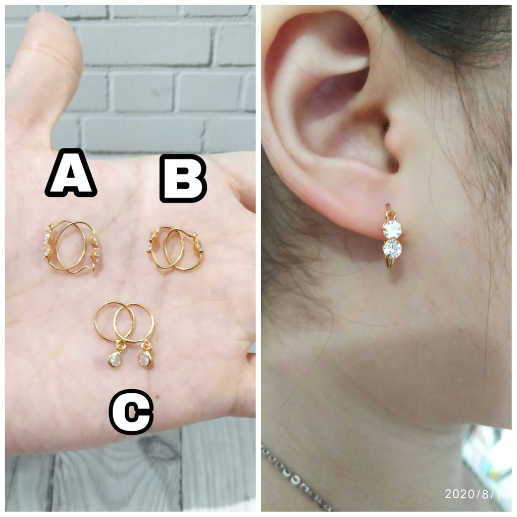 ANTING KENIP BABY MATA GOLD PERAK ASLI S925