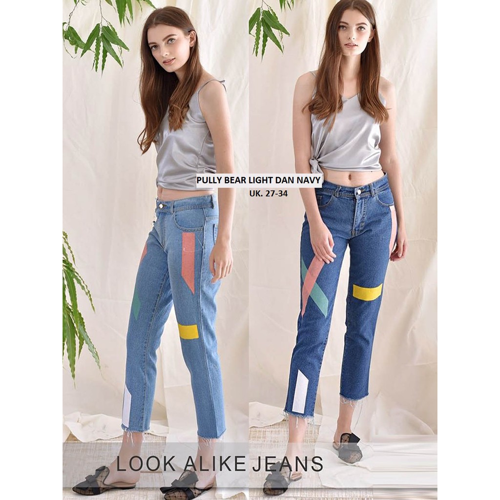  CELANA LIST  BOYFRIEND JEANS KOMBINASI UK 27 34 Shopee 