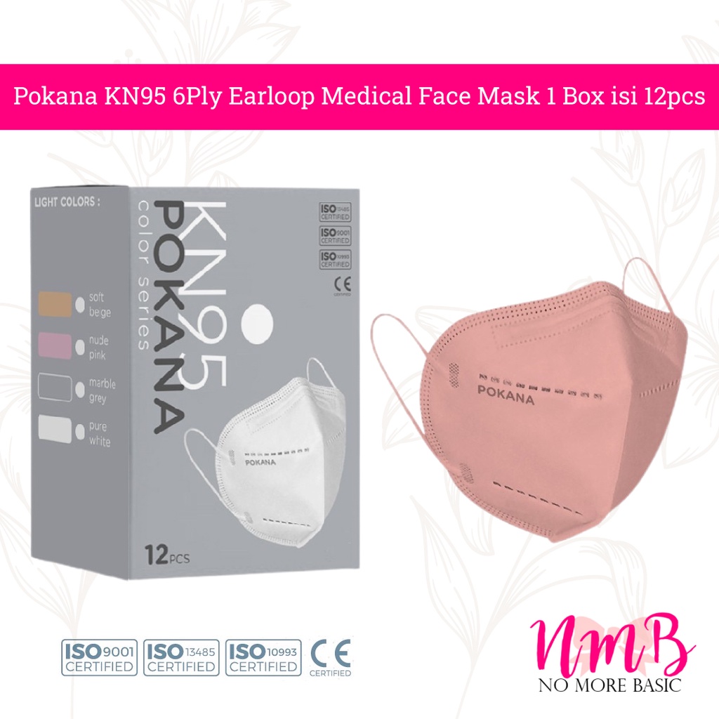 Masker Pokana KN95 6ply Earloop Medical Face Mask Adult 1 Box isi 12 Masker KN95 Dewasa POKA