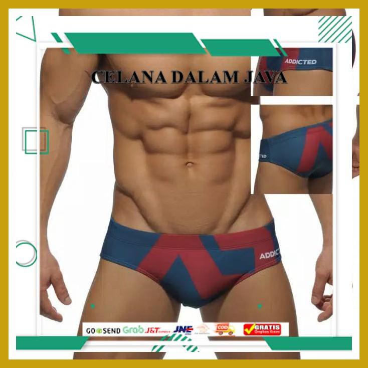 POPULER CELANA RENANG PRIA ADDICTED SWIMWEAR WHITE BAHAN BERKELAS