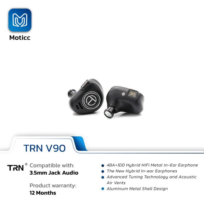 Trn V90 With Mic Metal Earphone Iem 4Ba+1Dd Hifi Bass