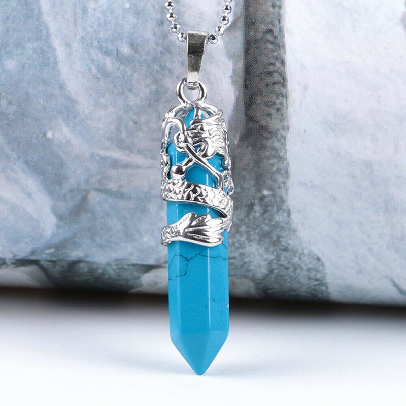 Kalung Liontin Batu Permata Kristal Chakra Alami Bentuk Hexagonal Untuk Pria Dan Wanita
