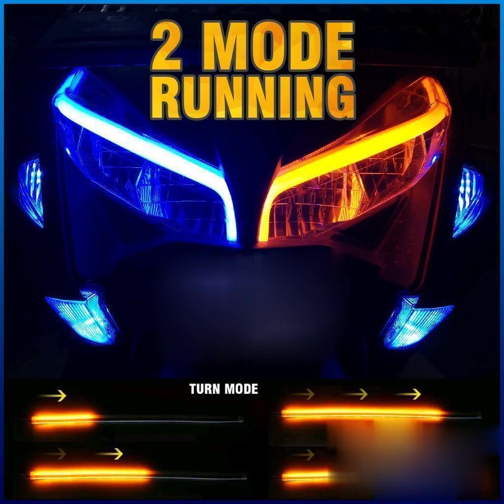 2 MODE RUNNING Lampu Alis LED Slim 30cm 60cm Senja Sein Sen Rem Variasi Motor Mobil Universal