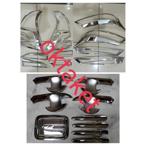 paket lengkap garnish outer handle tank cover avanza  2019 hitam chrome