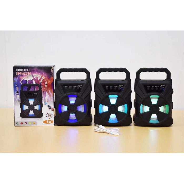 Speaker Portable Bluetooth + MIC LM-S339/336 FM/TF/USB/AUX Led Flashing lights