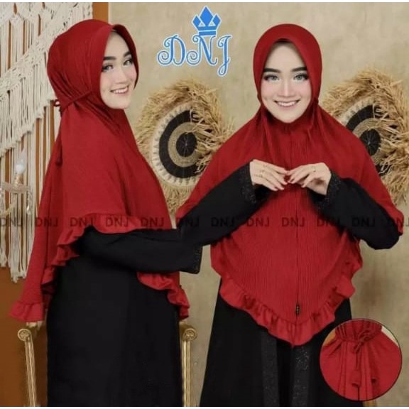 krudung instan jilbab bergo plisket vidya khimar pet motif polos rempel bahan jersey premium jumbo t