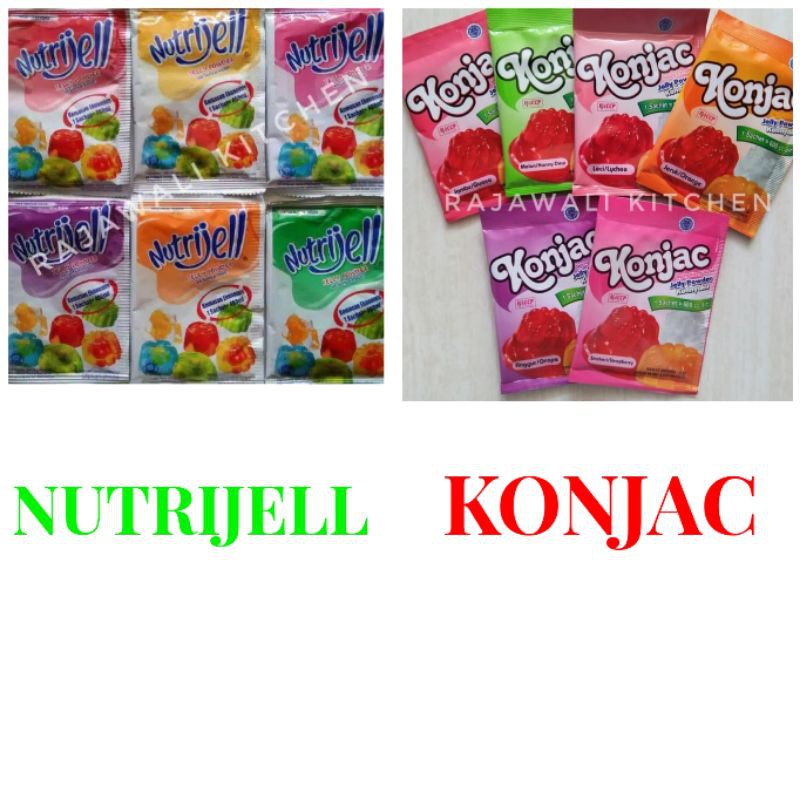 

NUTRIJELL KONJAC Buah 10gr Bubuk Puding Jelly Rasa Leci Mangga Stroberi Anggur Melon Jeruk Blueberry Cincau Coklat Kelapa Muda