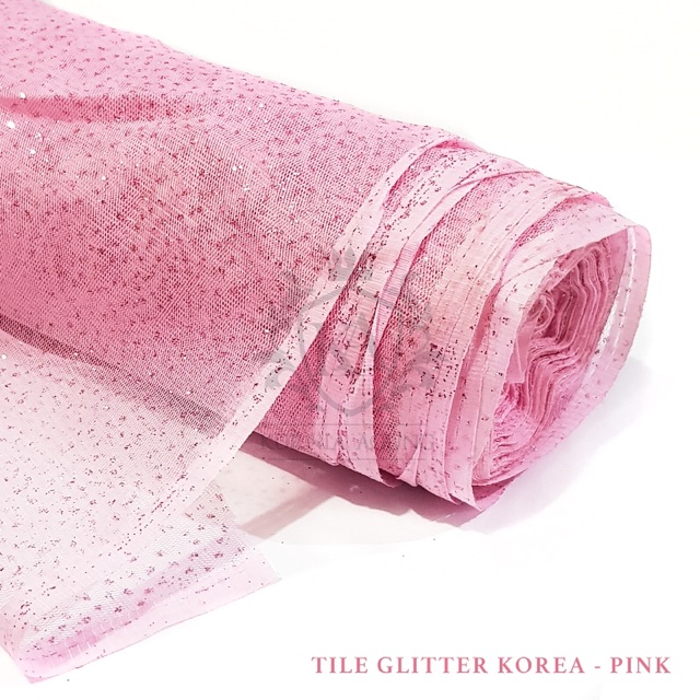 Kain Tile Tulle Tila Gliter Korea 150cm Bahan Rok Dress Gaun Kebaya Meteran (100cm) Murah Glitter