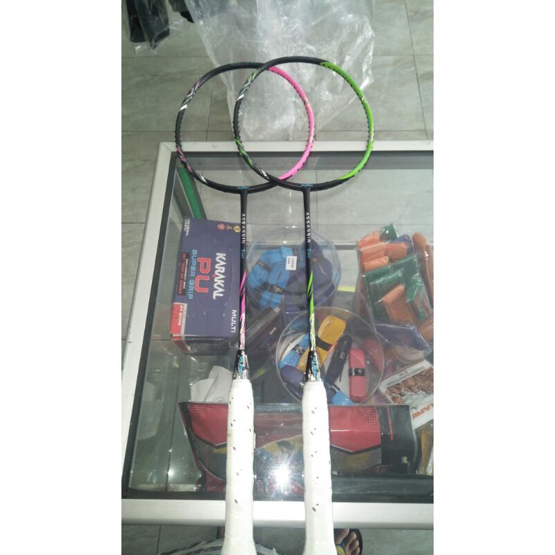 Maxbolt assasin tour new color dan pink + senar maxbolt + grip