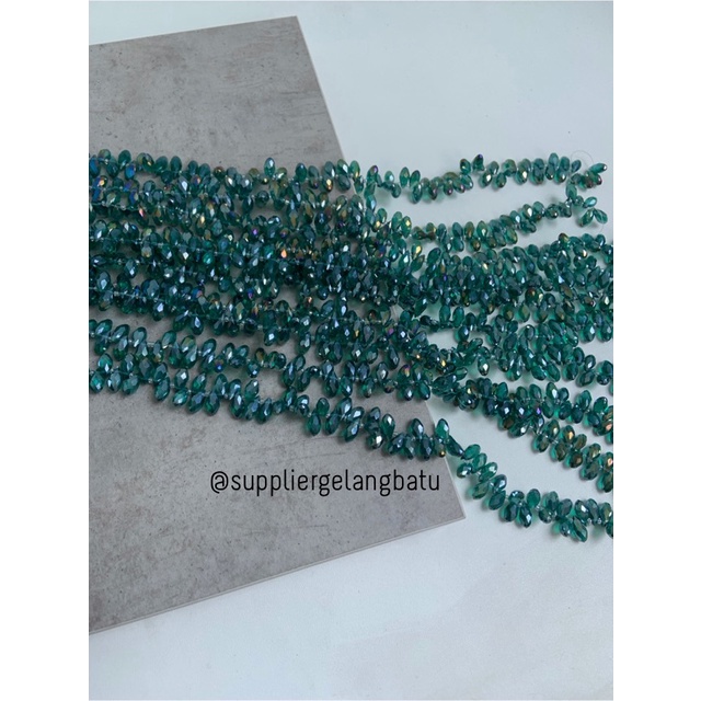 KRISTAL CEKO TETES AIR MATA 6MM hijau TOSCA GREEN QUART LUBANG SAMPING