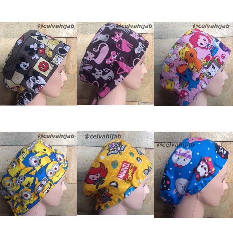 surgical cap, headcap , headcap motif,topi bedah, topi operasi,topi perawat, topi dokter, ners cap