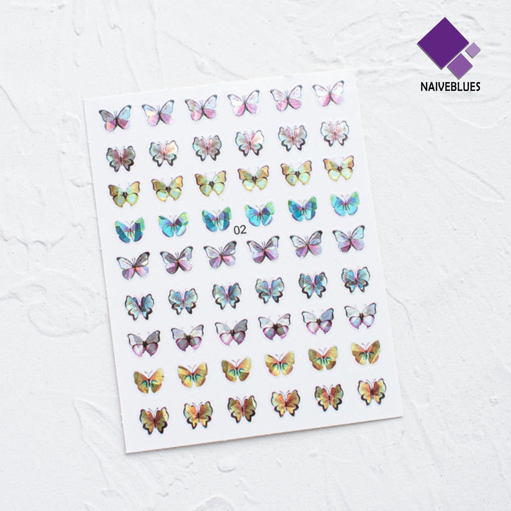 Naiveblue &gt; Stiker Kuku Motif Kupu-Kupu Tahan Air Untuk Nail Art