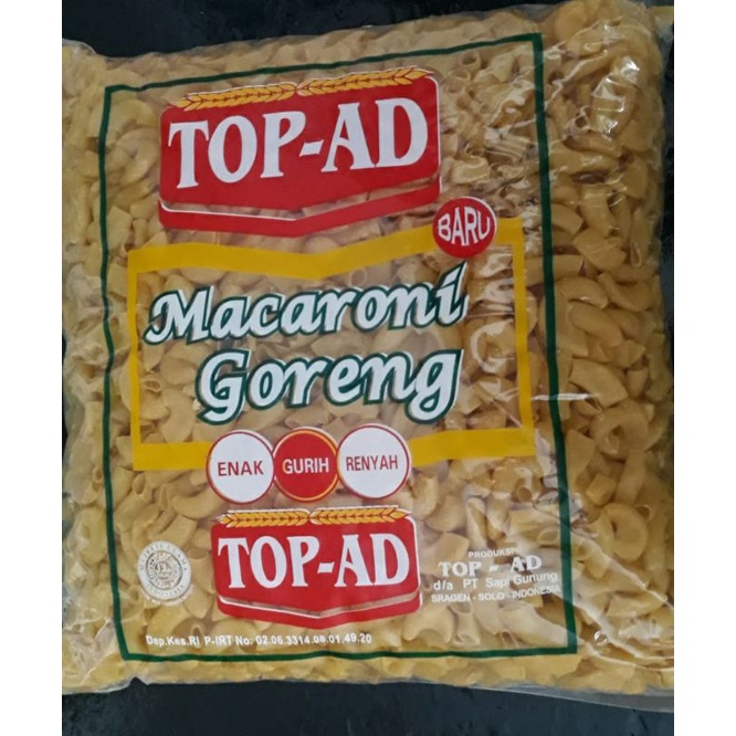 

Makaroni goreng (mentah) merk Top-Ad kemasan 1kg